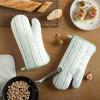 imageMartha Stewart Daisy Stripe Oven Mitt Set 2Pack BeigeBrown 7quotx13quotMint