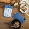 imageMartha Stewart Daisy Stripe Pot Holder Set 2Pack BeigeBrown 7quotx10quotBlue