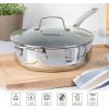 imageMartha Stewart Delaroux Stainless Steel 4Quart PFAs Free Premium Ceramic Nonstick Saute Pan wTempered Glass Lid