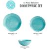 imageMartha Stewart Dragonfly 12 Piece Decorated Melamine Dinnerware Set  TealTeal