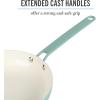 imageMartha Stewart Emmeline Premium Nonstick PFA Free Ceramic Interior 12 Piece Heavy Gauge Enamel Aluminum Pots and Pans Cookware Set  Linen WhiteTeal