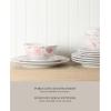 imageMartha Stewart Empress Bouquet 12 Piece Decorated Porcelain Dinnerware Plates and Bowls Set  Pink Floral Service for 4 12pcs