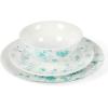 imageMartha Stewart Empress Bouquet 12Piece Decorated Porcelain Chip and Scratch Resistant Dinnerware Plates and Bowls Set  Teal Floral