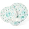 imageMartha Stewart Empress Bouquet 12Piece Decorated Porcelain Chip and Scratch Resistant Dinnerware Plates and Bowls Set  Teal Floral