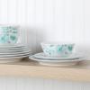 imageMartha Stewart Empress Bouquet 12Piece Decorated Porcelain Chip and Scratch Resistant Dinnerware Plates and Bowls Set  Teal Floral