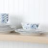 imageMartha Stewart Empress Bouquet Decorated Porcelain Dinnerware Plates and Bowls Set  Blue Floral Service for 4 12pcsBlue Floral