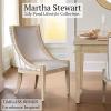 imageMartha Stewart Farmhouse Dining Room Chair Recessed Arm Chair for Bedrooms Nailhead Trim Solid Wood Legs Upholstered Reading Accent Chairs for Living Room Kitchen Dcor Elmherst  Linen ColorBeige Stripe