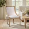 imageMartha Stewart Farmhouse Dining Room Chair Recessed Arm Chair for Bedrooms Nailhead Trim Solid Wood Legs Upholstered Reading Accent Chairs for Living Room Kitchen Dcor Elmherst  Linen ColorBeige Stripe