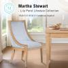 imageMartha Stewart Farmhouse Dining Room Chair Recessed Arm Chair for Bedrooms Nailhead Trim Solid Wood Legs Upholstered Reading Accent Chairs for Living Room Kitchen Dcor Elmherst  Linen ColorLight Blue