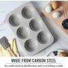 imageMartha Stewart Gallen 12 Cup Nonstick Carbon Steel MuffinCupcake Pan  Cool GreyCool Gray