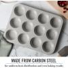 imageMartha Stewart Gallen 12 Cup Nonstick Carbon Steel MuffinCupcake Pan  Cool GreyCool Gray