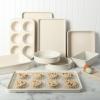 imageMartha Stewart Gallen 12 Cup Nonstick Carbon Steel MuffinCupcake Pan  Cool GreyLinen White Set