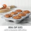 imageMartha Stewart Gallen 12 Cup Nonstick Carbon Steel MuffinCupcake Pan  Cool GreySilver