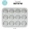 imageMartha Stewart Gallen 12 Cup Nonstick Carbon Steel MuffinCupcake Pan  Cool GreySilver