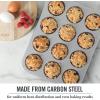 imageMartha Stewart Gallen 12 Cup Nonstick Carbon Steel MuffinCupcake Pan  Cool GreySilver