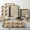 imageMartha Stewart Gallen 12 Cup Nonstick Carbon Steel MuffinCupcake Pan  Cool GreyTaupe Set