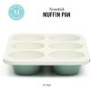 imageMartha Stewart Gallen 12 Cup Nonstick Carbon Steel MuffinCupcake Pan  Cool GreyTeal