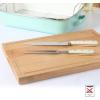 imageMartha Stewart Goswell 3pc Set w 8quot Triple Riveted Stainless Steel Carving Knife 6quot Triple Riveted Stainless Steel Carving Fork wBeech Wood Cutting and Serving BoardLinen