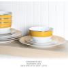 imageMartha Stewart Gracie Lane Porcelain Decorated Dinnerware Set  Martha Blue wGold Rim Service for 4 12pcsGold w Gold Rim