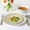 imageMartha Stewart Gracie Lane Porcelain Decorated Dinnerware Set  Martha Blue wGold Rim Service for 4 12pcsGrey w Gold Rim