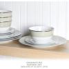 imageMartha Stewart Gracie Lane Porcelain Decorated Dinnerware Set  Martha Blue wGold Rim Service for 4 12pcsGrey w Gold Rim