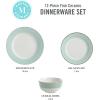 imageMartha Stewart Gracie Lane Porcelain Decorated Dinnerware Set  Martha Blue wGold Rim Service for 4 12pcsMartha Blue w Gold Rim