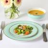 imageMartha Stewart Gracie Lane Porcelain Decorated Dinnerware Set  Martha Blue wGold Rim Service for 4 12pcsMartha Blue w Gold Rim