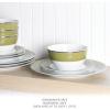 imageMartha Stewart Gracie Lane Porcelain Decorated Dinnerware Set  Martha Blue wGold Rim Service for 4 12pcsOlive Green w Gold Rim