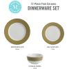 imageMartha Stewart Gracie Lane Porcelain Decorated Dinnerware Set  Martha Blue wGold Rim Service for 4 12pcsOlive Green w Gold Rim