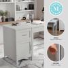 imageMartha Stewart Hutton Shaker Style Home Office Desk with Storage in White with Polished Brass HardwareGrayBrushed Nickel