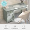 imageMartha Stewart Hutton Shaker Style Home Office Desk with Storage in White with Polished Brass HardwareSage FramePolished Brass Hardware