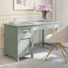 imageMartha Stewart Hutton Shaker Style Home Office Desk with Storage in White with Polished Brass HardwareSage FramePolished Brass Hardware