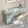 imageMartha Stewart Hutton Shaker Style Home Office Desk with Storage in White with Polished Brass HardwareSage FramePolished Brass Hardware