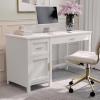 imageMartha Stewart Hutton Shaker Style Home Office Desk with Storage in White with Polished Brass HardwareWhitePolished Brass