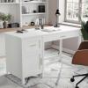 imageMartha Stewart Hutton Shaker Style Home Office Desk with Storage in White with Polished Brass HardwareWhitePolished Brass