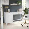 imageMartha Stewart Hutton Shaker Style Home Office Desk with Storage in White with Polished Brass HardwareWhitePolished Brass