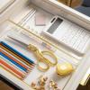 imageMartha Stewart Kerry Plastic Stackable Office Desk Drawer Organizers 6quot x 3quot 6 Pack with Gold Trim12 x 6