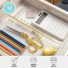 imageMartha Stewart Kerry Plastic Stackable Office Desk Drawer Organizers 6quot x 3quot 6 Pack with Gold Trim12 x 6