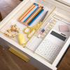 imageMartha Stewart Kerry Plastic Stackable Office Desk Drawer Organizers 6quot x 3quot 6 Pack with Gold Trim12 x 6
