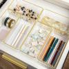 imageMartha Stewart Kerry Plastic Stackable Office Desk Drawer Organizers 6quot x 3quot 6 Pack with Gold Trim6 x 3