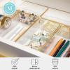 imageMartha Stewart Kerry Plastic Stackable Office Desk Drawer Organizers 6quot x 3quot 6 Pack with Gold Trim6 x 3