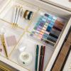 imageMartha Stewart Kerry Plastic Stackable Office Desk Drawer Organizers 6quot x 3quot 6 Pack with Gold Trim6 x 6