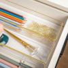 imageMartha Stewart Kerry Plastic Stackable Office Desk Drawer Organizers 6quot x 3quot 6 Pack with Gold Trim9 x 3