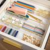 imageMartha Stewart Kerry Plastic Stackable Office Desk Drawer Organizers 6quot x 3quot 6 Pack with Gold Trim9 x 3