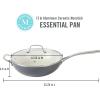 imageMartha Stewart Lockton 12quot Essential Multipurpose Heavy Gauge Aluminum FrypanWok Pan wPFA Free Premium Ceramic Nonstick Interior GreyGrey Essential Pan