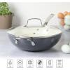 imageMartha Stewart Lockton 12quot Essential Multipurpose Heavy Gauge Aluminum FrypanWok Pan wPFA Free Premium Ceramic Nonstick Interior GreyGrey Essential Pan