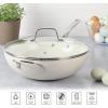 imageMartha Stewart Lockton 12quot Essential Multipurpose Heavy Gauge Aluminum FrypanWok Pan wPFA Free Premium Ceramic Nonstick Interior GreyLinen Essential Pan