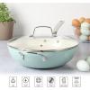 imageMartha Stewart Lockton 12quot Essential Multipurpose Heavy Gauge Aluminum FrypanWok Pan wPFA Free Premium Ceramic Nonstick Interior GreyMartha Blue Essential Pan