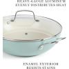 imageMartha Stewart Lockton 12quot Essential Multipurpose Heavy Gauge Aluminum FrypanWok Pan wPFA Free Premium Ceramic Nonstick Interior GreyMartha Blue Essential Pan