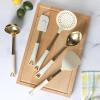 imageMartha Stewart Lockton 5Piece Stainless Steel ampamp Nylon Kitchen Tool Set  Linen wGold